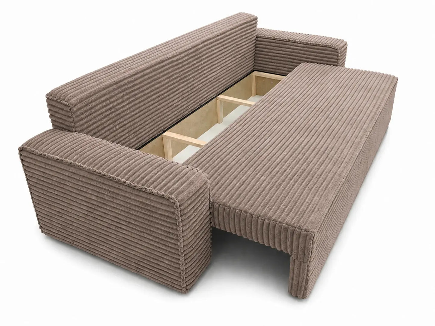 Sofa RENA 3-osobowa wolnostojąca – Sztruksowa, pojemnik, funkcja spania