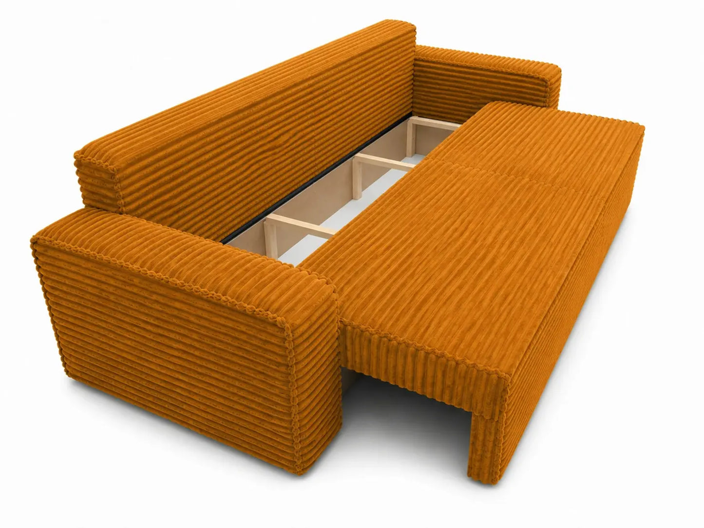 Sofa RENA 3-osobowa wolnostojąca – Sztruksowa, pojemnik, funkcja spania